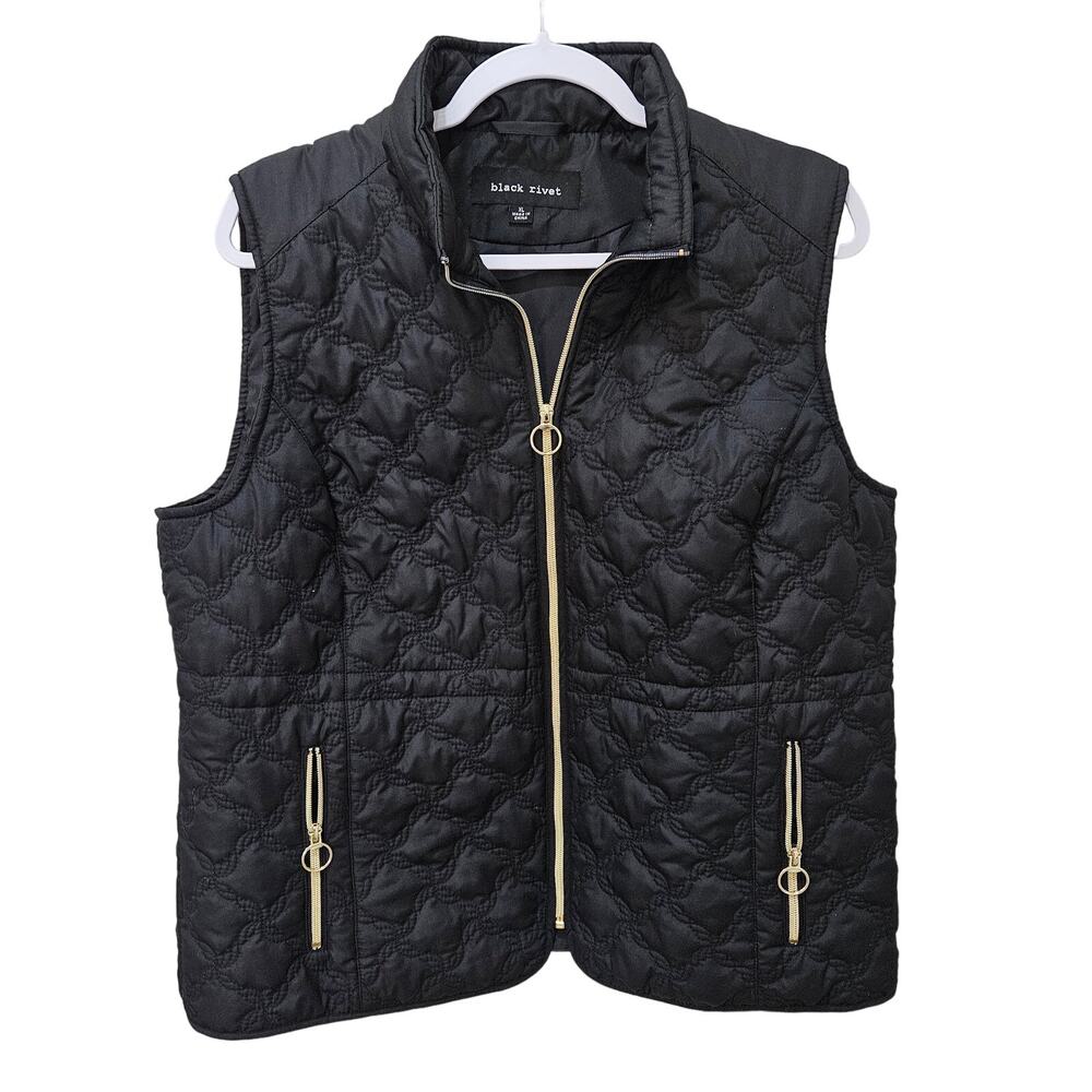 Women's Black Rivert Sleeveless Vest‎ , Size XL